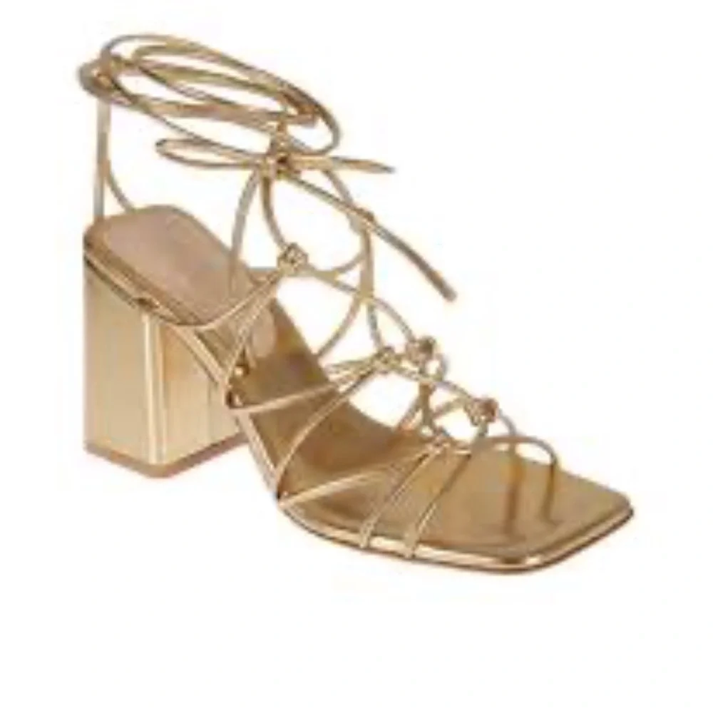 Gianvito Rossi Gold Minas Block Sandal, 7.5 - Picture 3 of 17